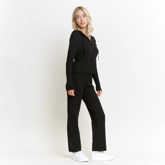 Honeydew Women’s Spice It Up Wide Leg‎ Knit Pants Size Medium Black High Waist - Picture 2 of 16